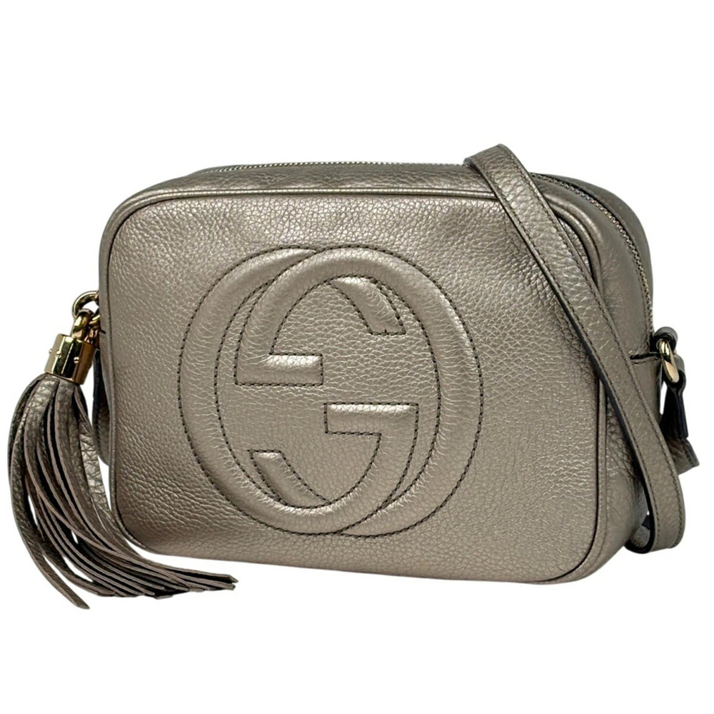 Gucci Soho Shoulder Bag Tassel Fringe Leather Gold - Picture 1 of 7